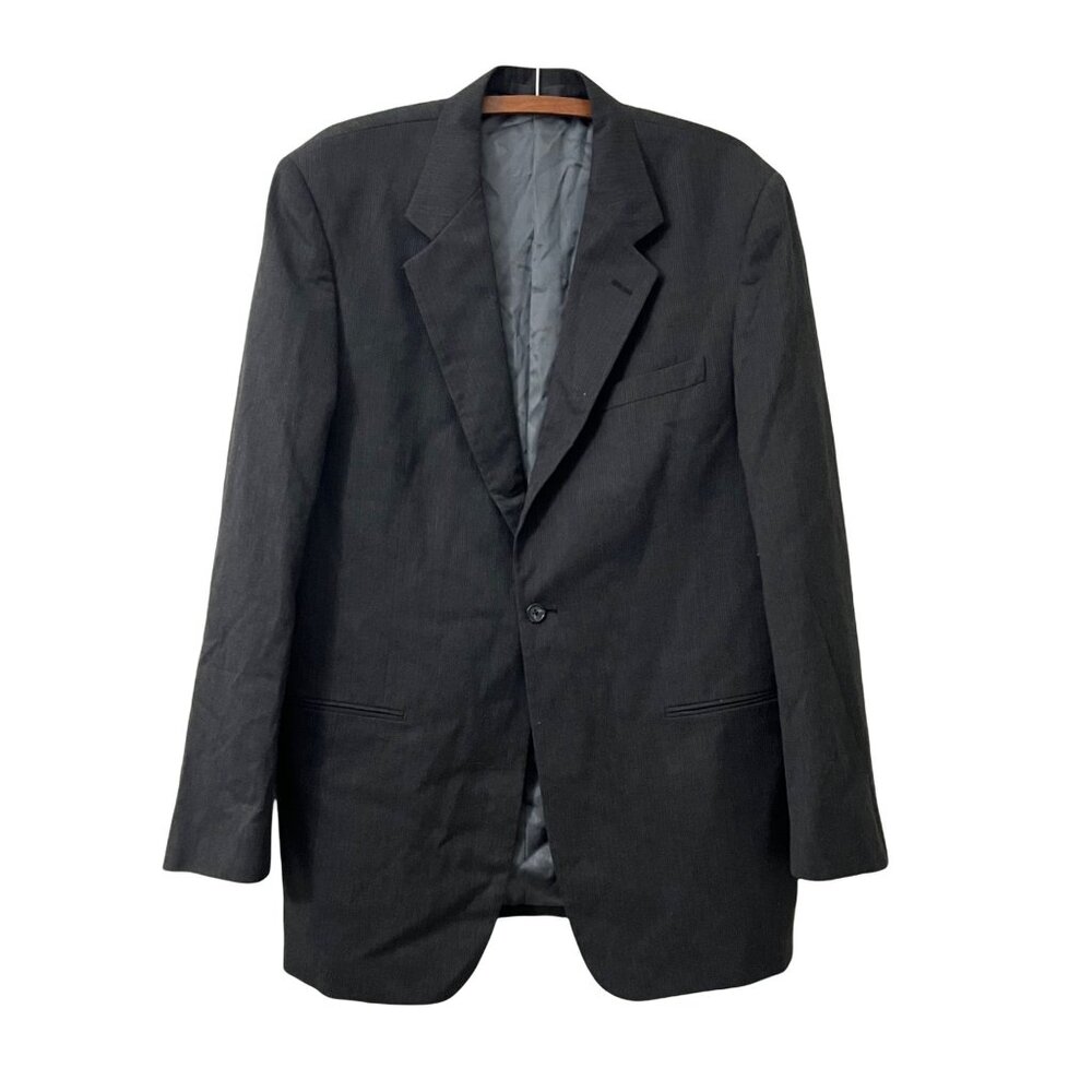 Monsieur by Givenchy Mens Dark Gray Textured Worsted Wool Blazer Jacket Size 42L